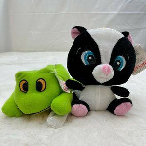 2 Fiesta 7" Plush Stuffed Toys Rose Skunk and Lay Down Floppy Frog